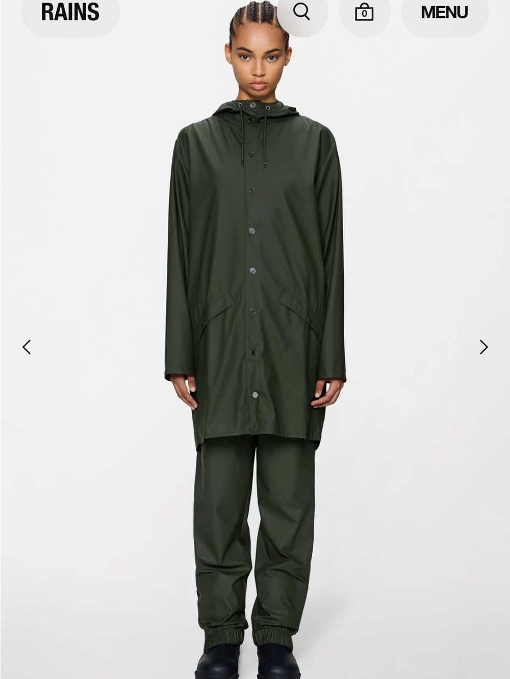 Rains Long Jacket in Green